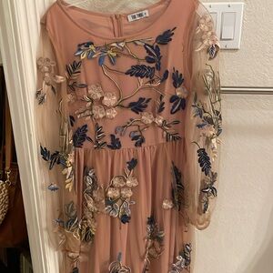 Too Tang long embroidered evening gown, size small